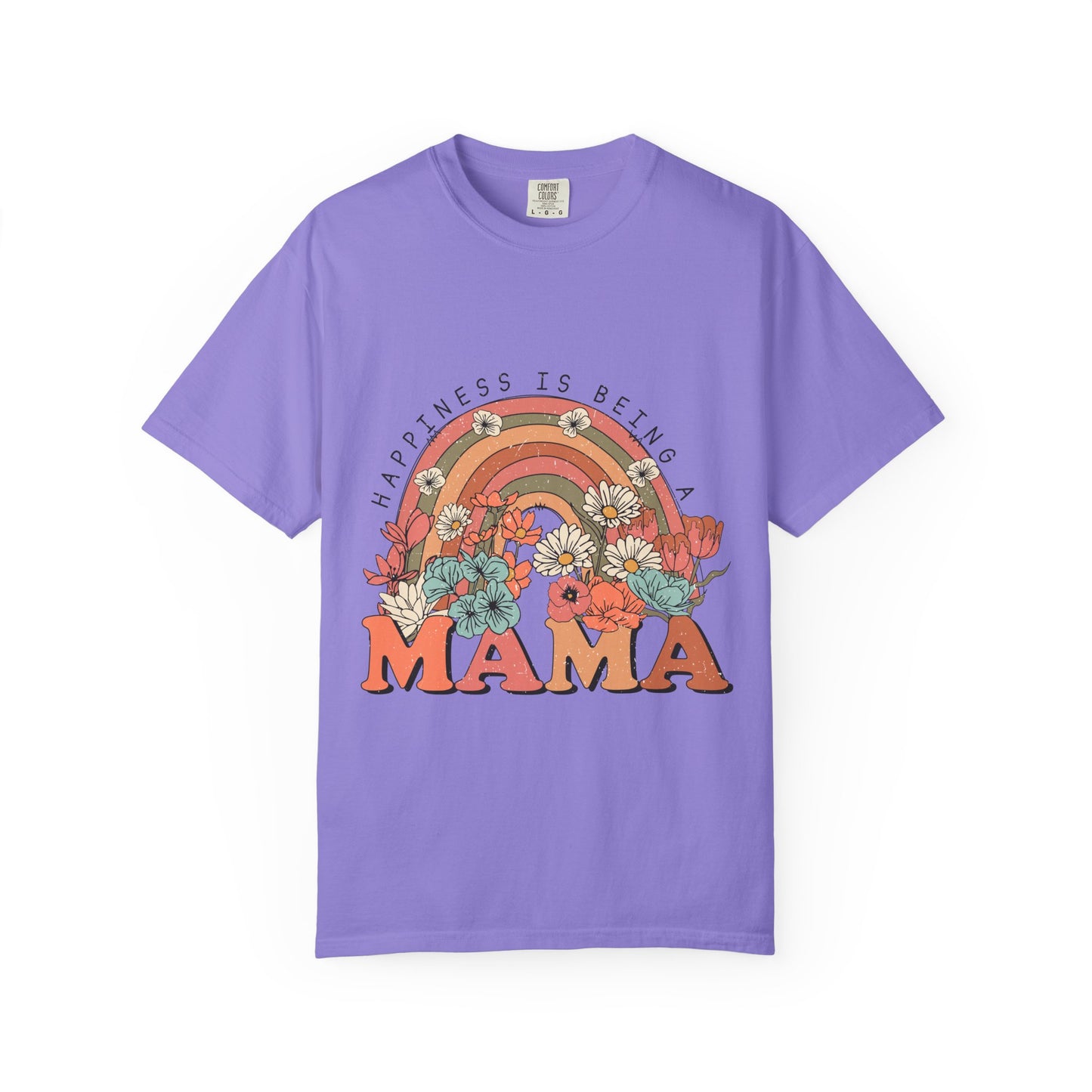 Mama Retro Rainbow Floral T-Shirt — "Happiness Is Being a Mama" Mother's Day Gift