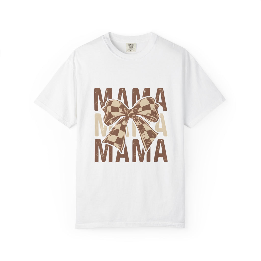 Mama Bow T-Shirt — Buffalo Check Ribbon Mom Shirt