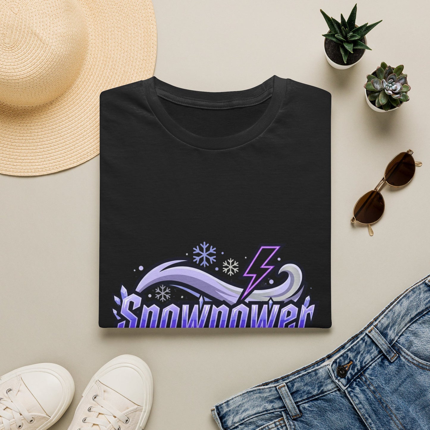 Snowpower Graphic T-Shirt — Purple Lightning Snowflake Design