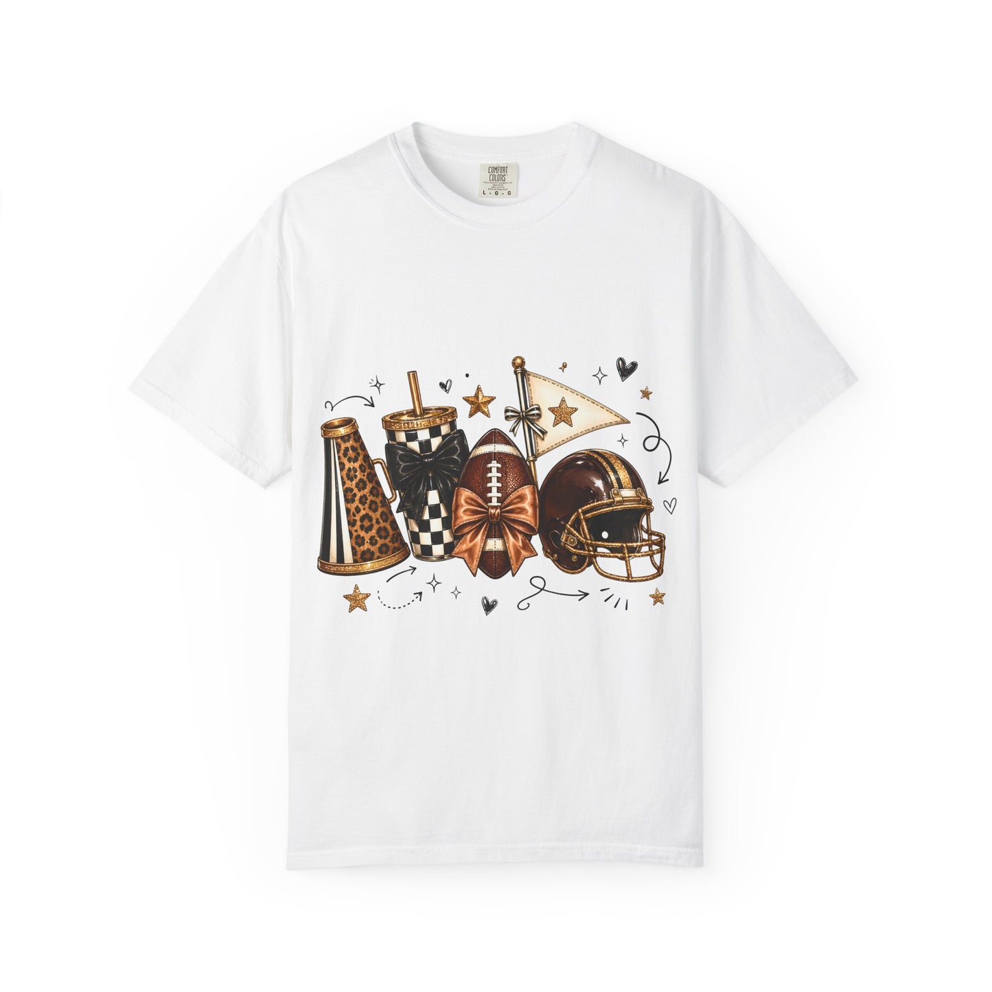 Football Fandom Graphic Tee — Helmet, Cleats & Tailgate Icons
