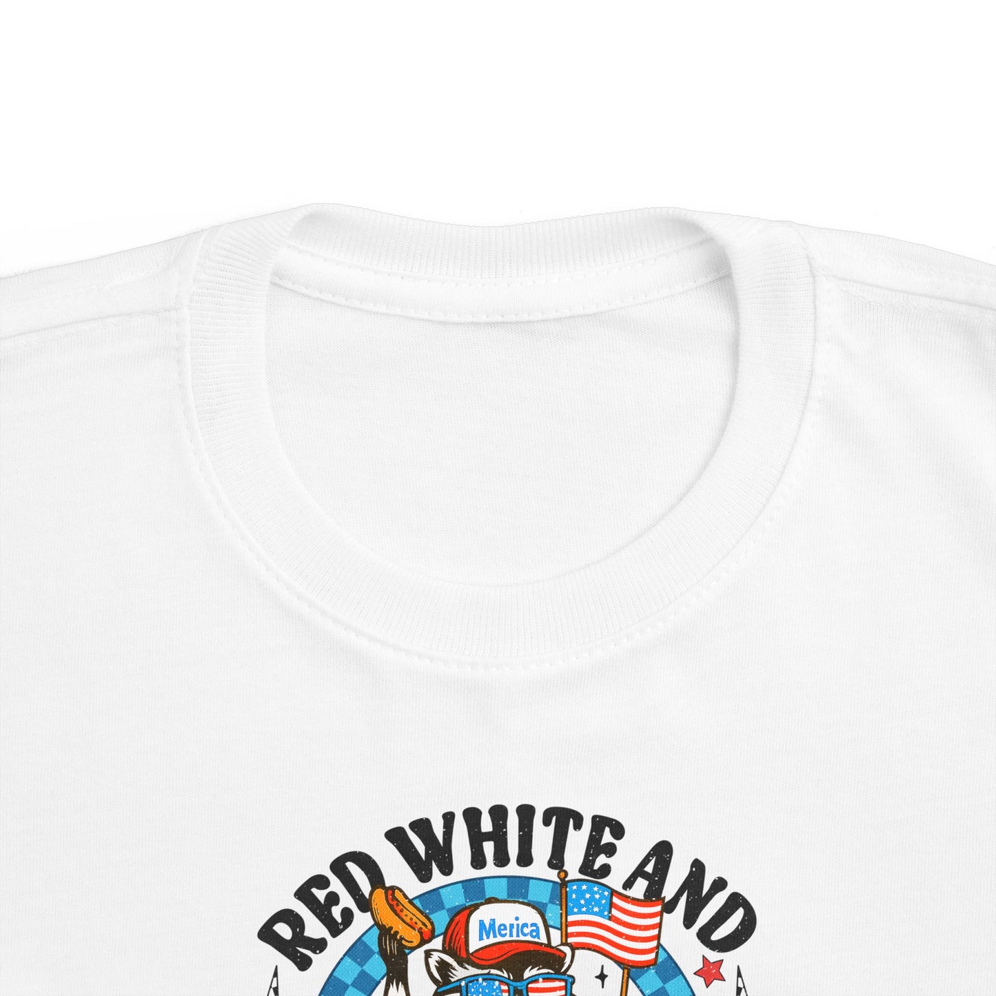 Toddler Tee — "Red White and Feral" Patriotic Cartoon Raccoon
