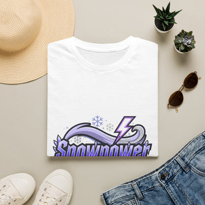 Snowpower Graphic T-Shirt — Purple Lightning Snowflake Design