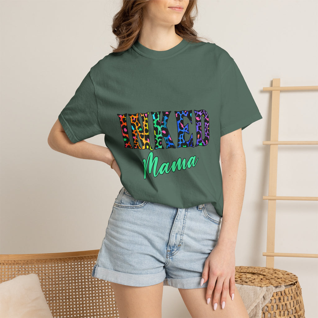 Inked Mama T-Shirt — Colorful Tattoo Script Tee for Moms