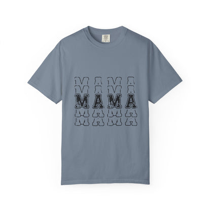 Mama Repeat Graphic T-Shirt — Vintage Outline "MAMA" Mom Tee