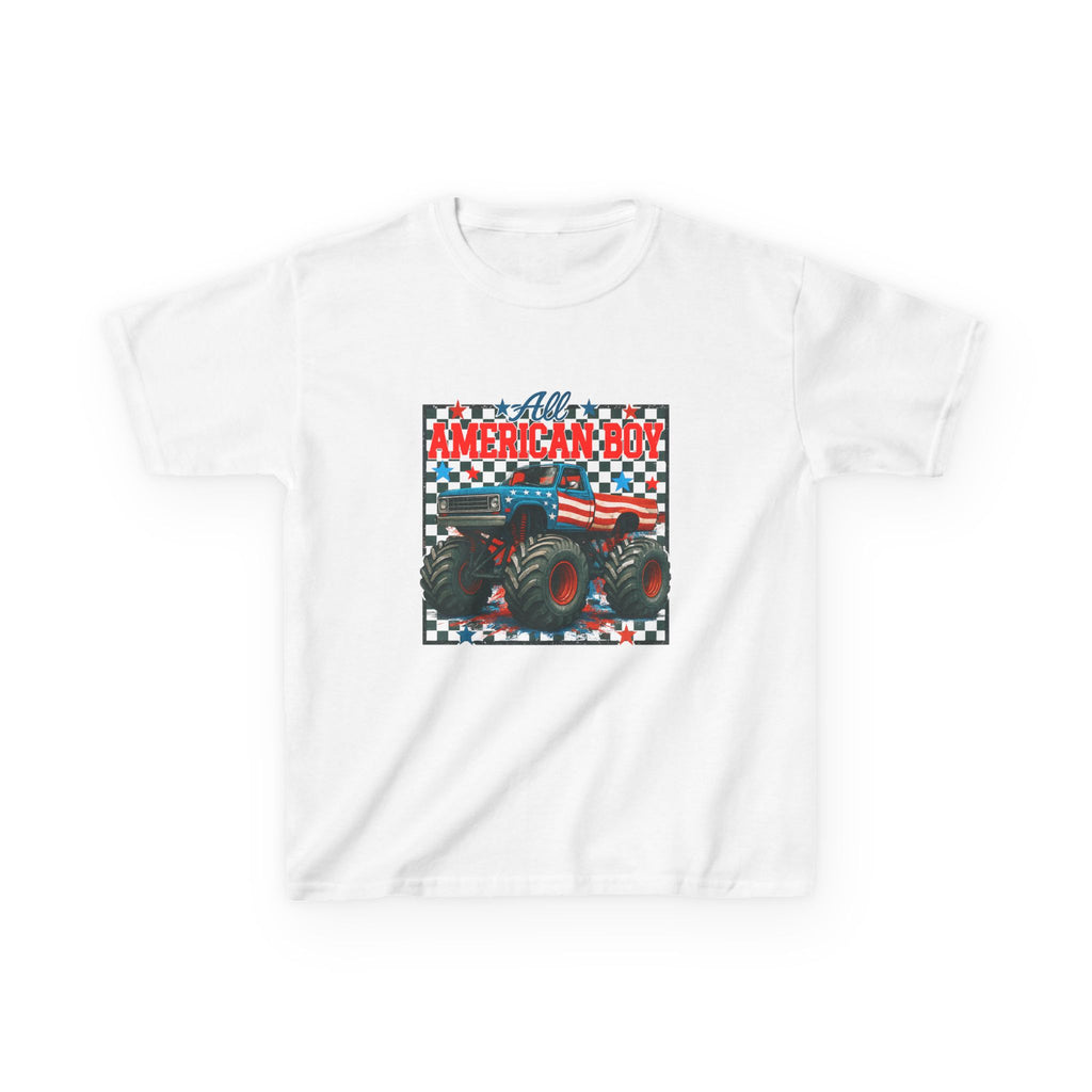 Kids Monster Truck Tee — American Boy Flag Design