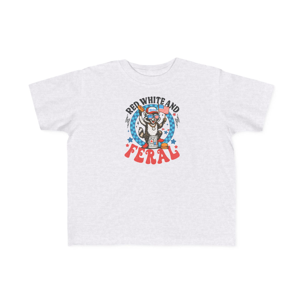 Toddler Tee — "Red White and Feral" Patriotic Cartoon Raccoon