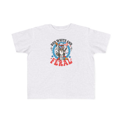 Toddler Tee — "Red White and Feral" Patriotic Cartoon Raccoon