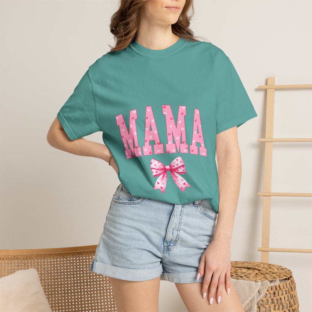 Mama Pink Polka Dot T‑Shirt — Cute Mama Tee with Bow
