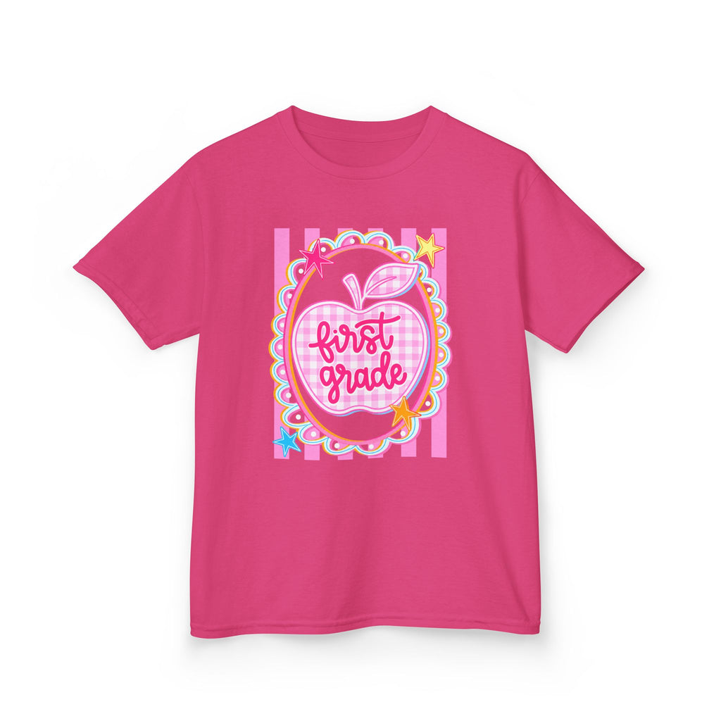 First Grade Kids T‑Shirt — Pink Apple Back to School Tee