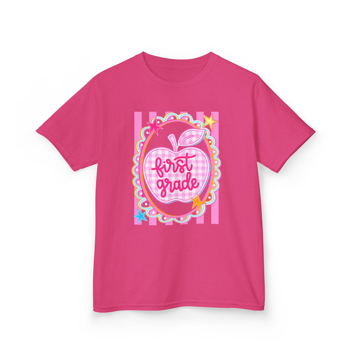 First Grade Kids T‑Shirt — Pink Apple Back to School Tee