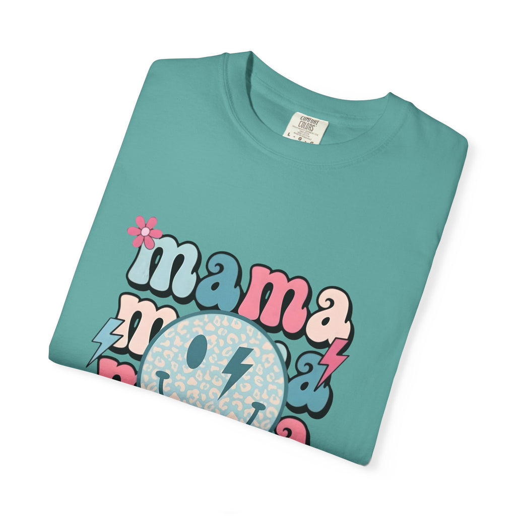 Mama Smiley Graphic T-Shirt — Retro Pink & Blue Mother’s Day Tee