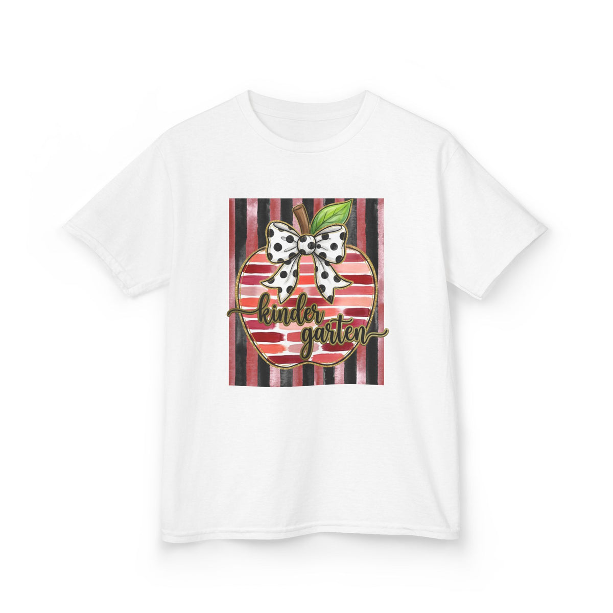 Kids Tee — "Kinder Garten" Apple Design (Back-to-School, Teacher Appreciation)