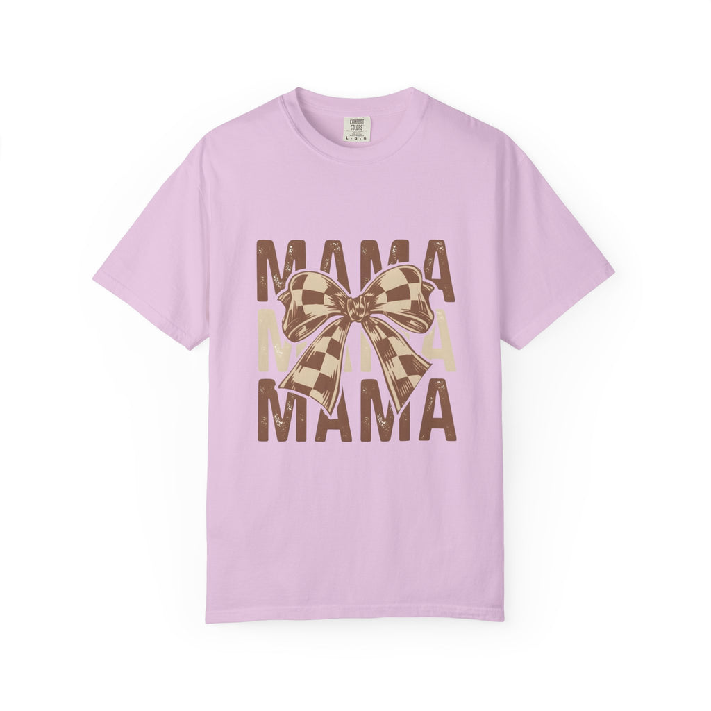 Mama Bow T-Shirt — Buffalo Check Ribbon Mom Shirt