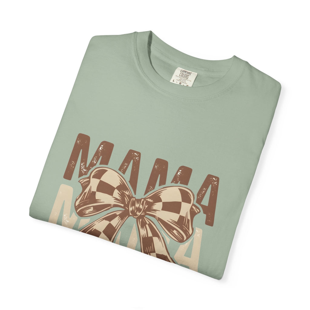 Mama Bow T-Shirt — Buffalo Check Ribbon Mom Shirt