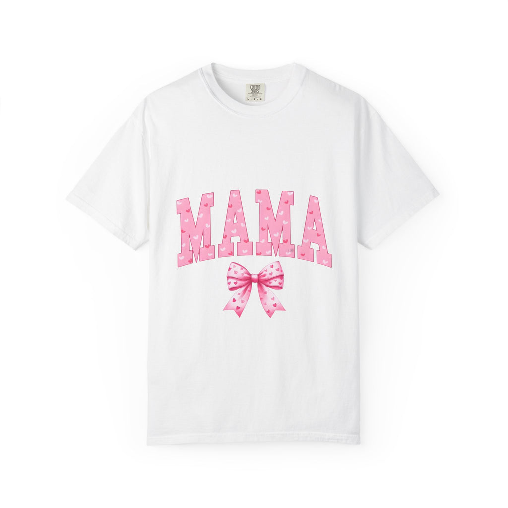 Mama Pink Polka Dot T‑Shirt — Cute Mama Tee with Bow