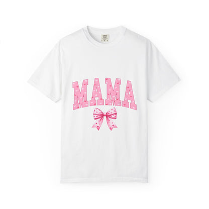 Mama Pink Polka Dot T‑Shirt — Cute Mama Tee with Bow