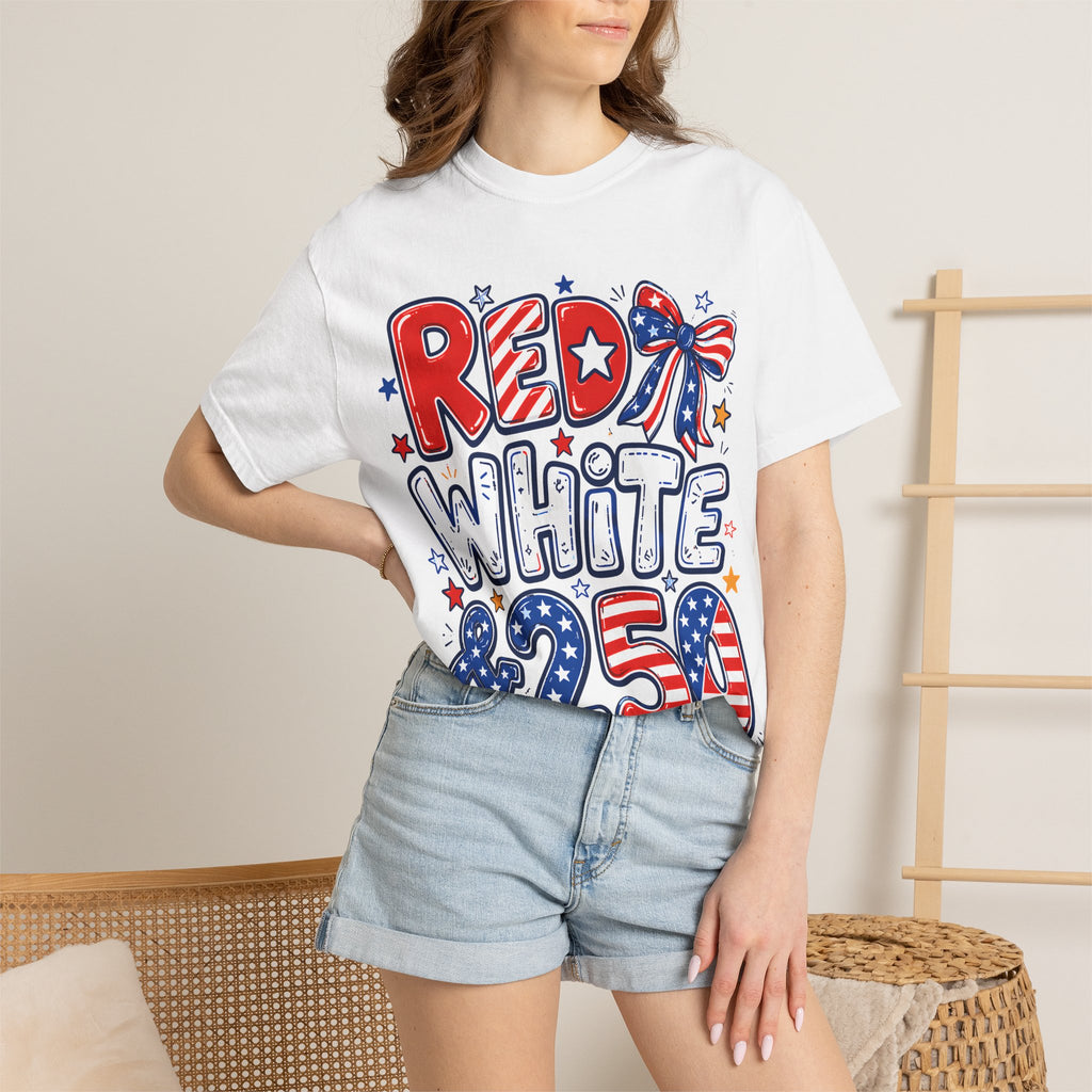 Red White & 250 Patriotic T-Shirt — 4th of July Celebration Tee
