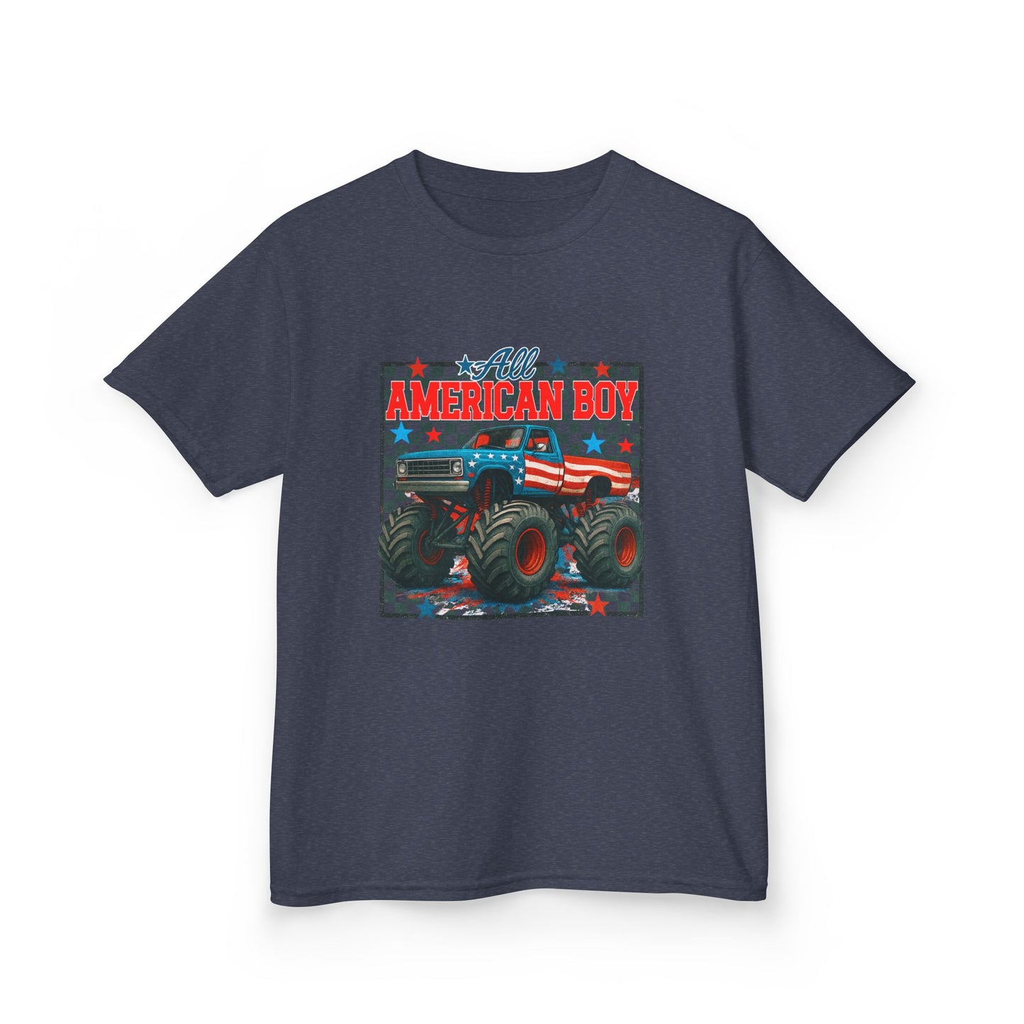 Kids Monster Truck Tee — American Boy Flag Design