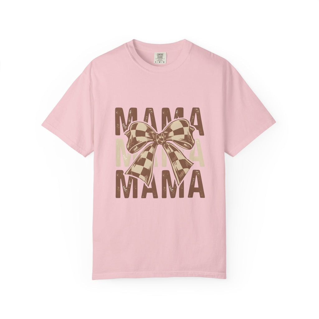 Mama Bow T-Shirt — Buffalo Check Ribbon Mom Shirt