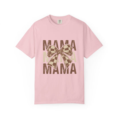 Mama Bow T-Shirt — Buffalo Check Ribbon Mom Shirt