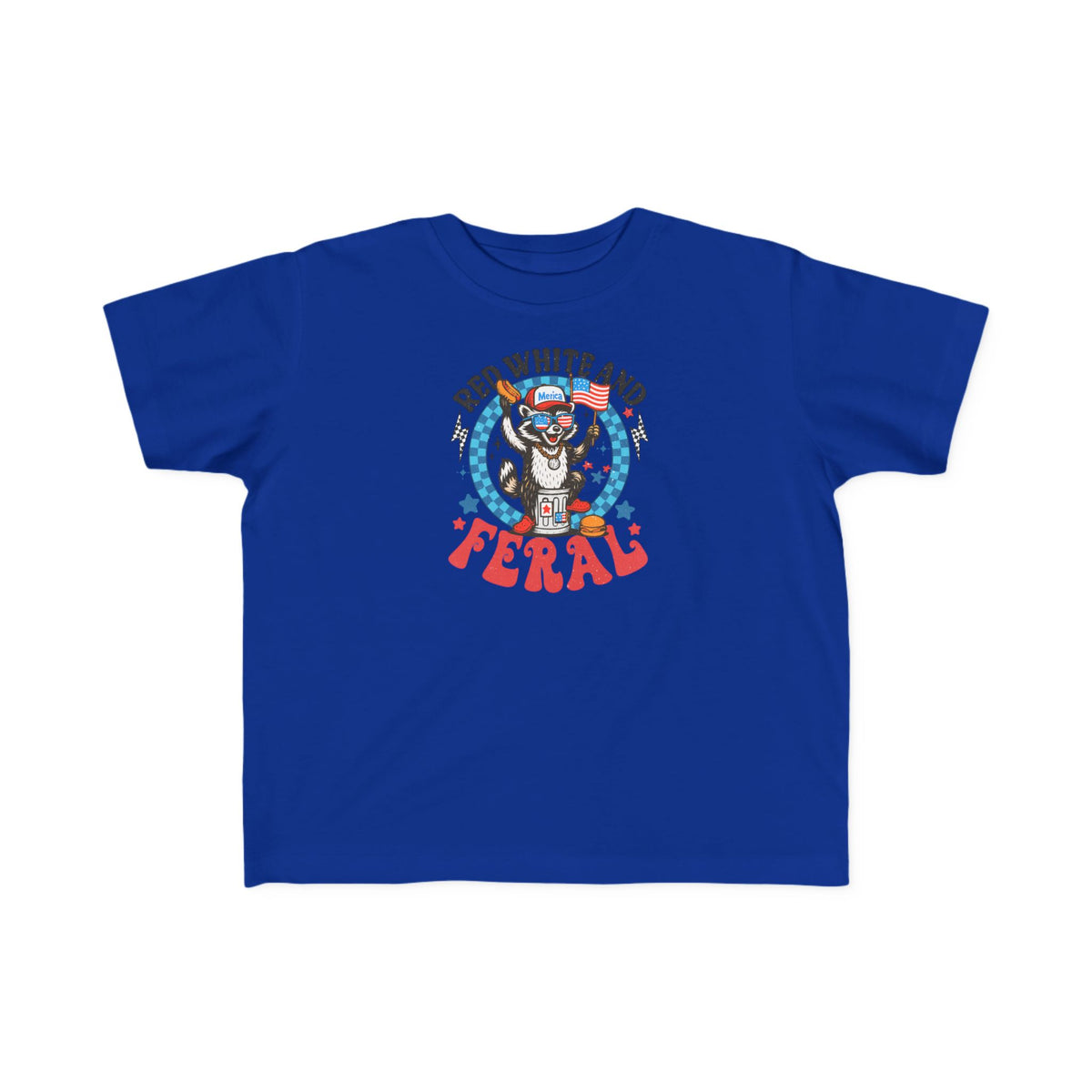 Toddler Tee — "Red White and Feral" Patriotic Cartoon Raccoon