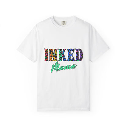 Inked Mama T-Shirt — Colorful Tattoo Script Tee for Moms