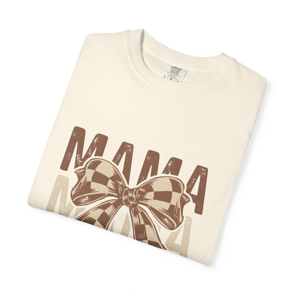 Mama Bow T-Shirt — Buffalo Check Ribbon Mom Shirt