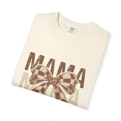 Mama Bow T-Shirt — Buffalo Check Ribbon Mom Shirt