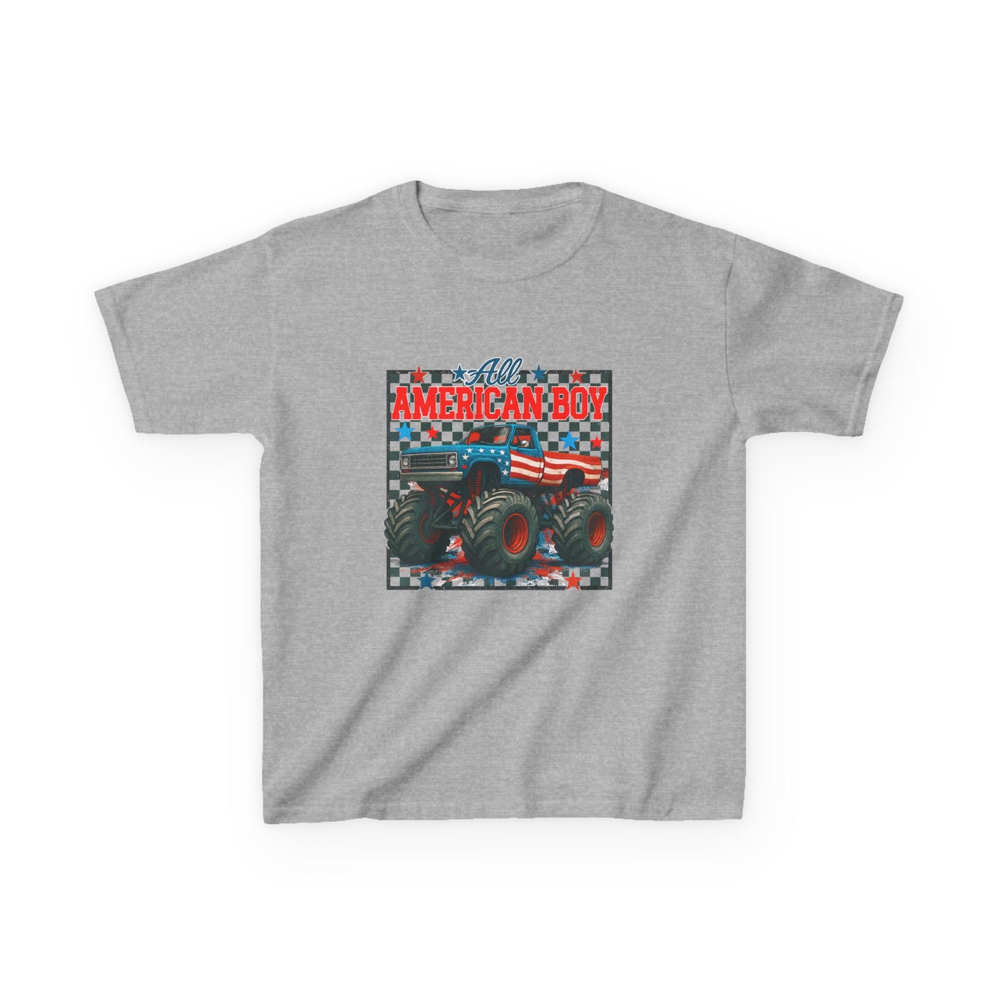 Kids Monster Truck Tee — American Boy Flag Design