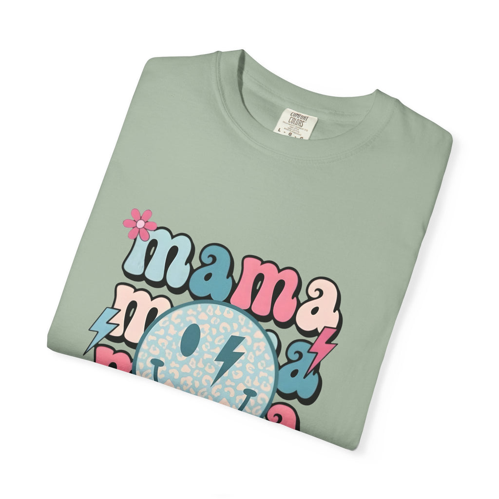 Mama Smiley Graphic T-Shirt — Retro Pink & Blue Mother’s Day Tee