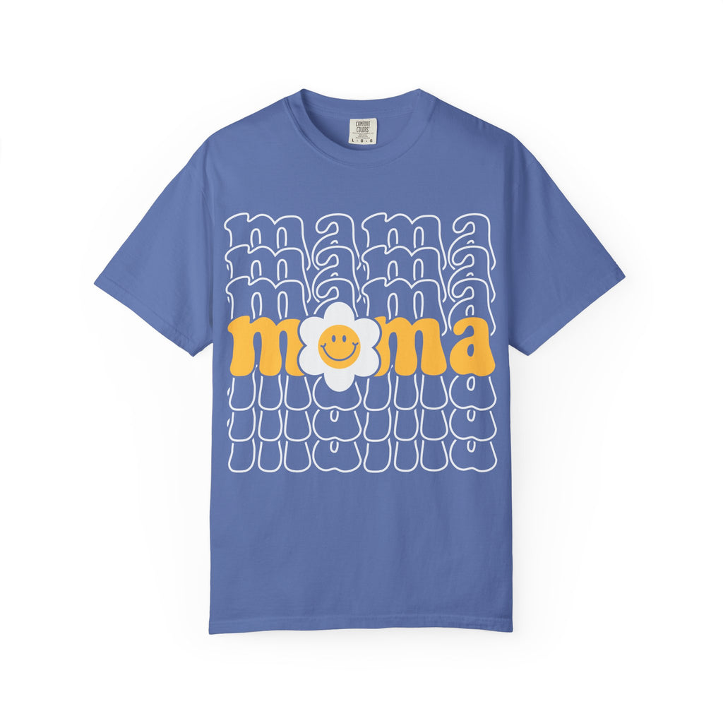 Mama Floral Retro T-Shirt — Sunny Yellow Vintage Mom Tee