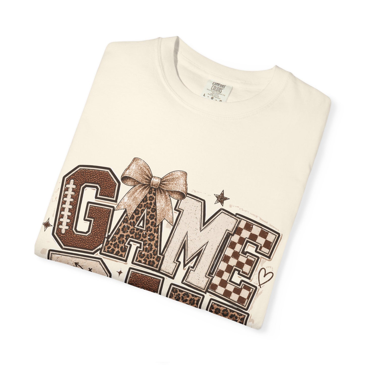 Game Day Graphic Tee — Retro Brown Bow Football Fan Shirt