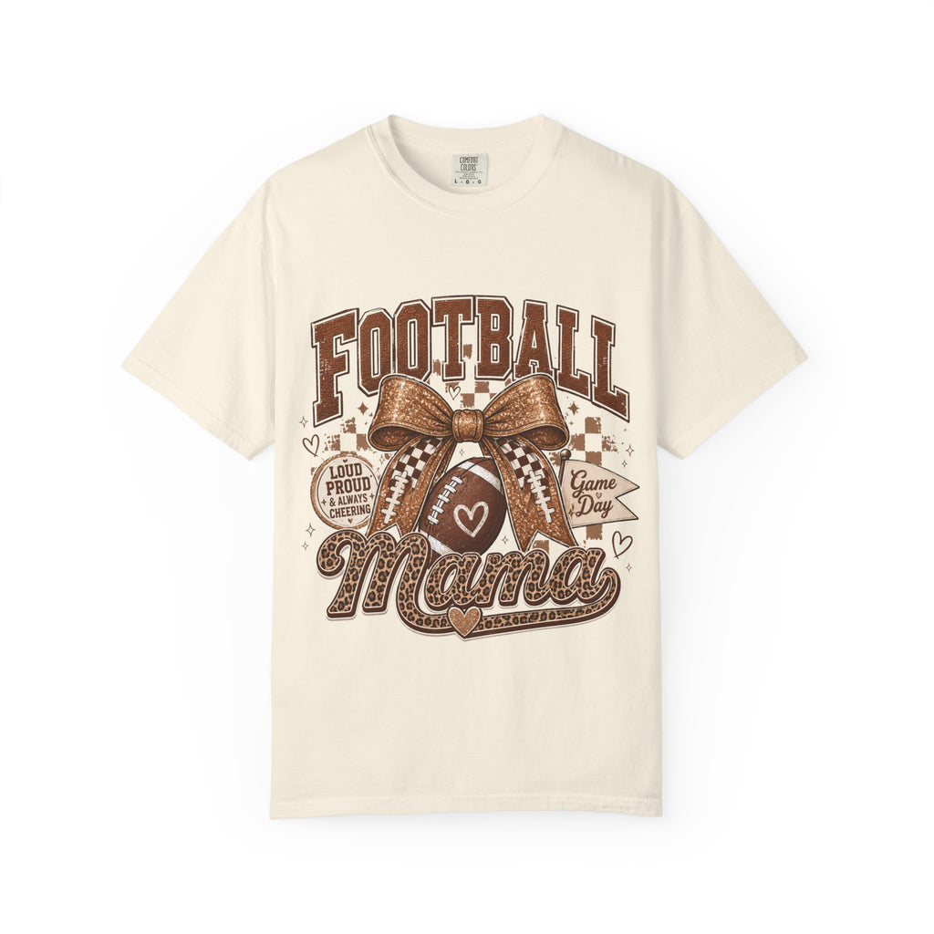Football Mama T-Shirt — Game Day Mom Shirt with Bow & Football Design