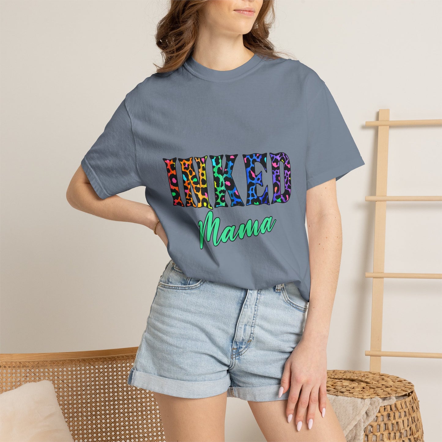 Inked Mama T-Shirt — Colorful Tattoo Script Tee for Moms