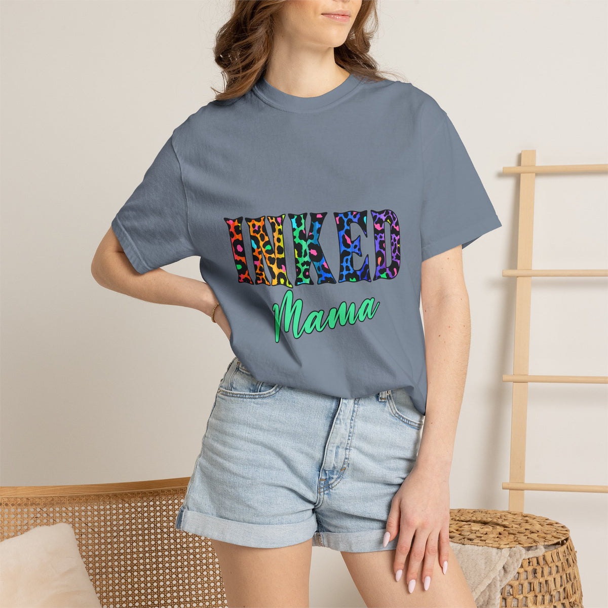 Inked Mama T-Shirt — Colorful Tattoo Script Tee for Moms