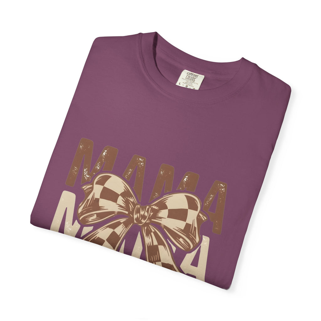 Mama Bow T-Shirt — Buffalo Check Ribbon Mom Shirt