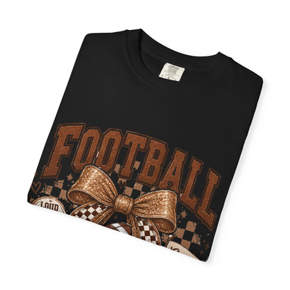 Football Mama T-Shirt — Game Day Mom Shirt with Bow & Football Design