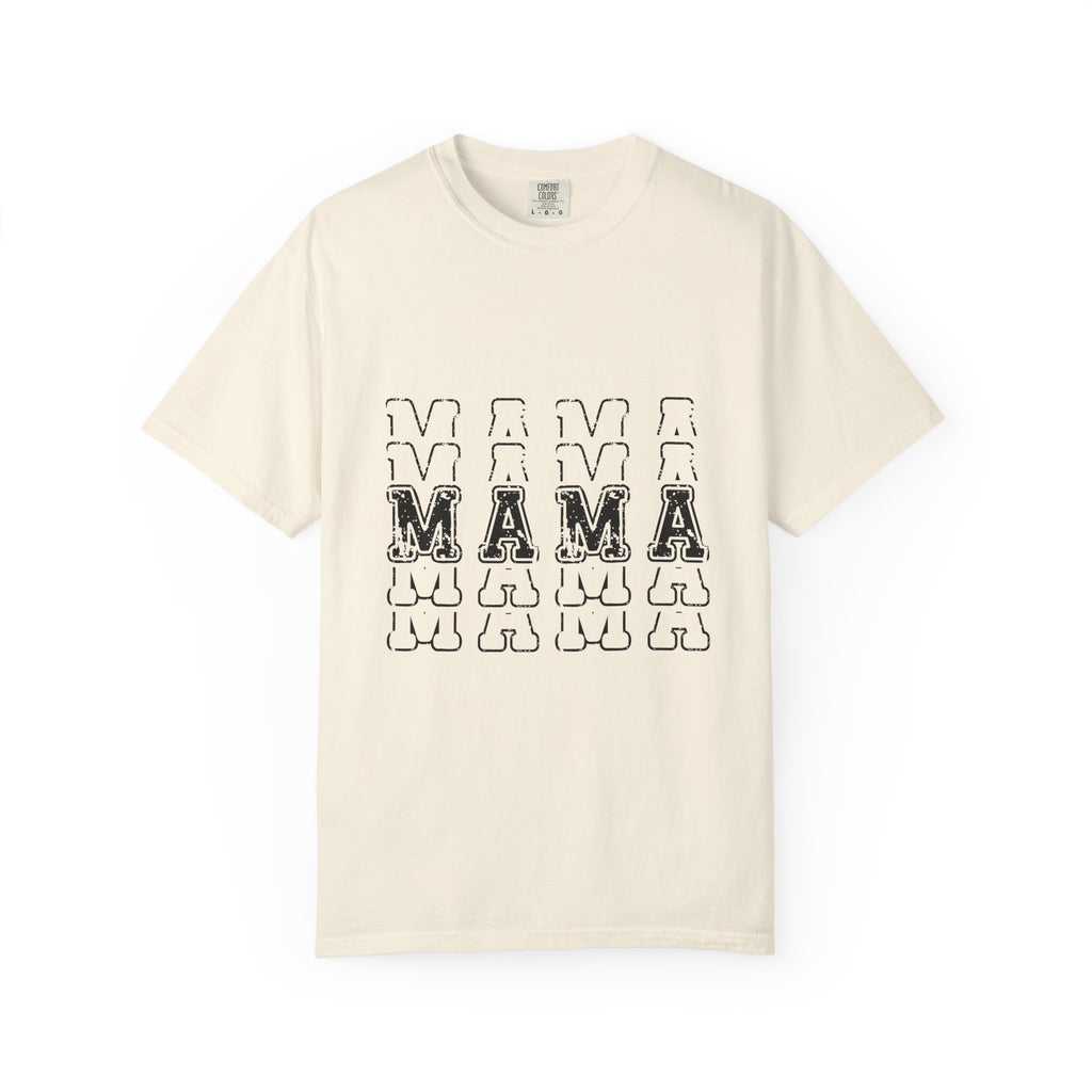 Mama Repeat Graphic T-Shirt — Vintage Outline "MAMA" Mom Tee