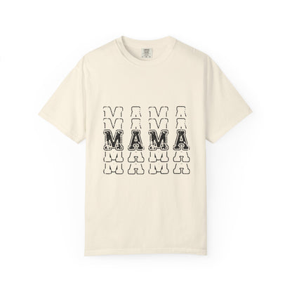 Mama Repeat Graphic T-Shirt — Vintage Outline "MAMA" Mom Tee