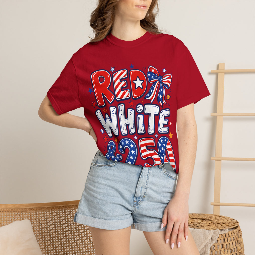 Red White & 250 Patriotic T-Shirt — 4th of July Celebration Tee