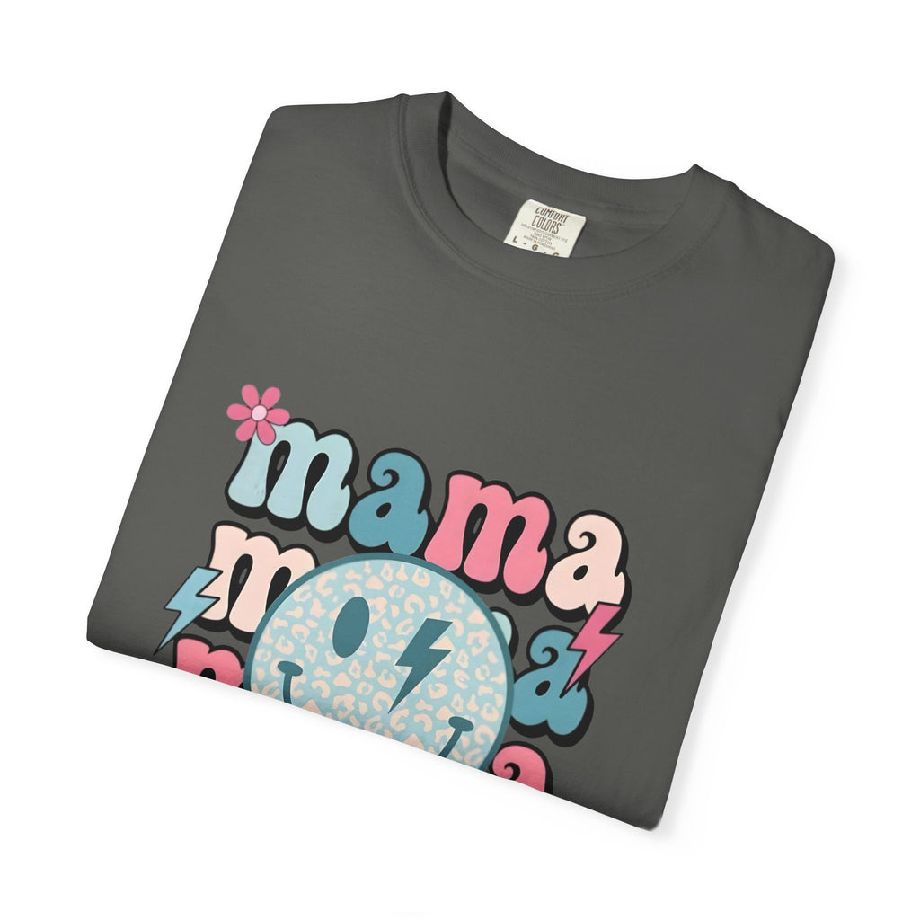 Mama Smiley Graphic T-Shirt — Retro Pink & Blue Mother’s Day Tee