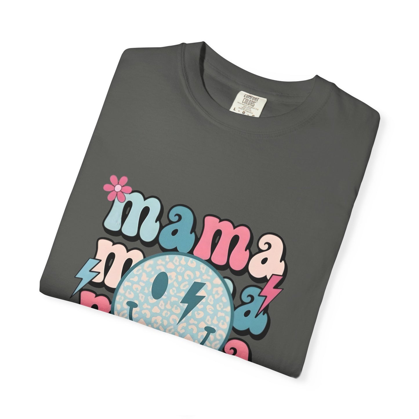 Mama Smiley Graphic T-Shirt — Retro Pink & Blue Mother’s Day Tee
