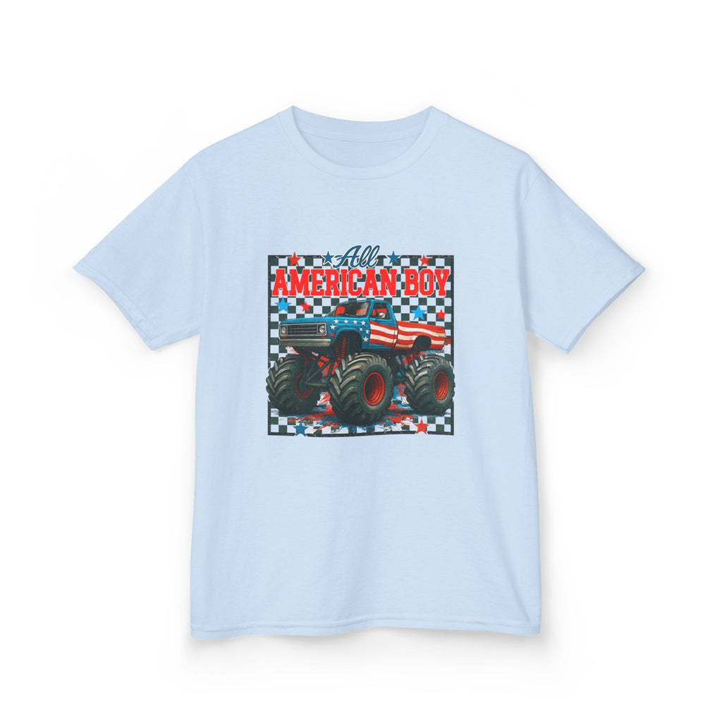 Kids Monster Truck Tee — American Boy Flag Design