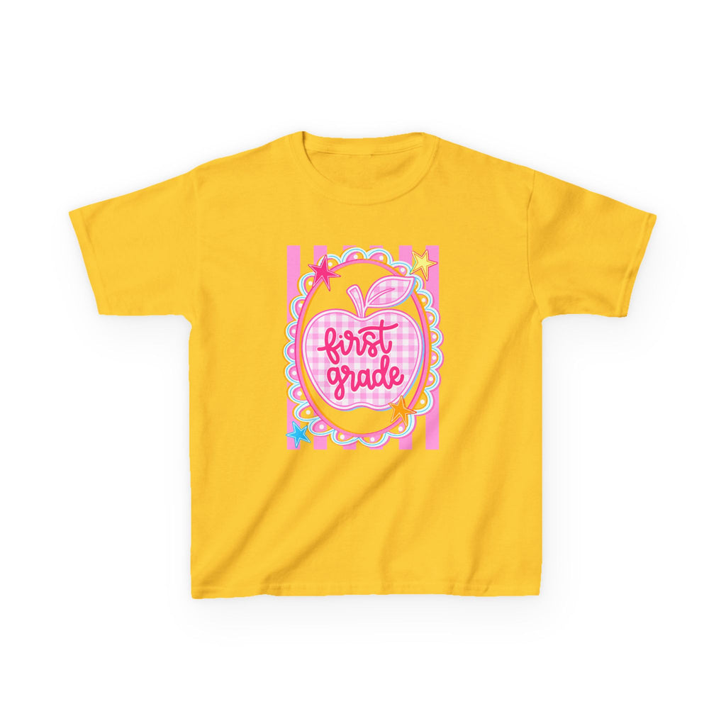 First Grade Kids T‑Shirt — Pink Apple Back to School Tee