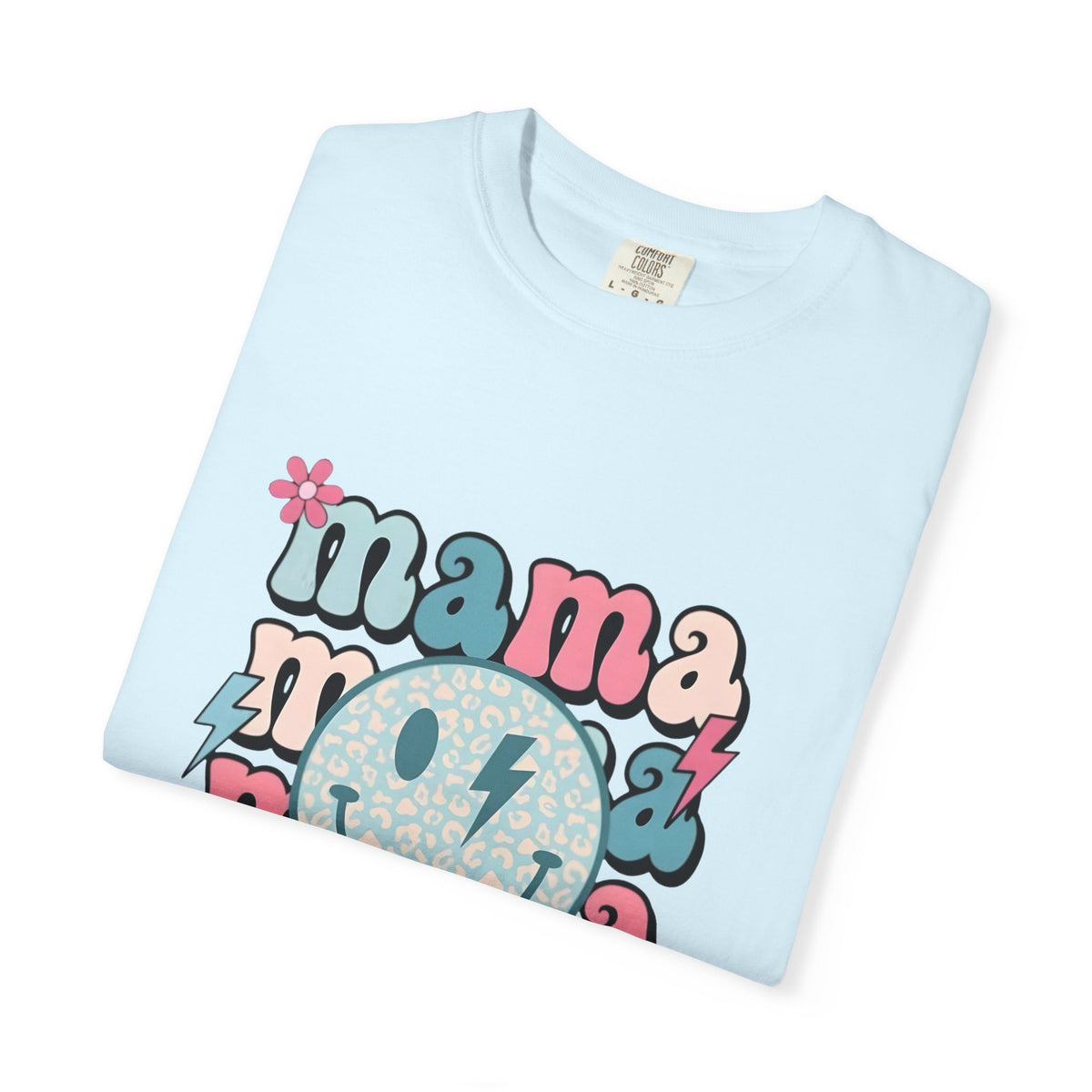 Mama Smiley Graphic T-Shirt — Retro Pink & Blue Mother’s Day Tee