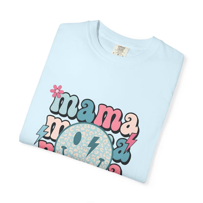 Mama Smiley Graphic T-Shirt — Retro Pink & Blue Mother’s Day Tee