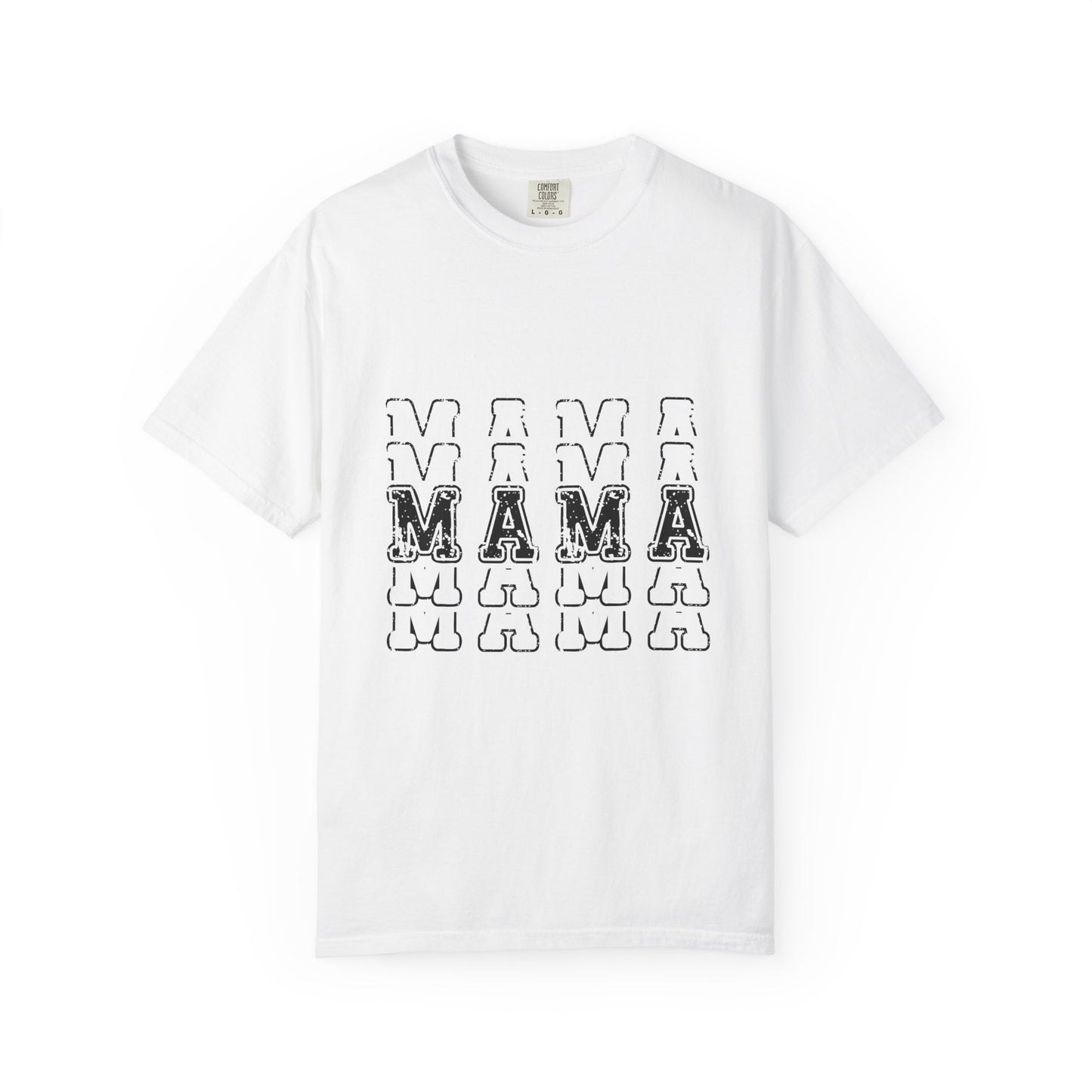 Mama Repeat Graphic T-Shirt — Vintage Outline "MAMA" Mom Tee