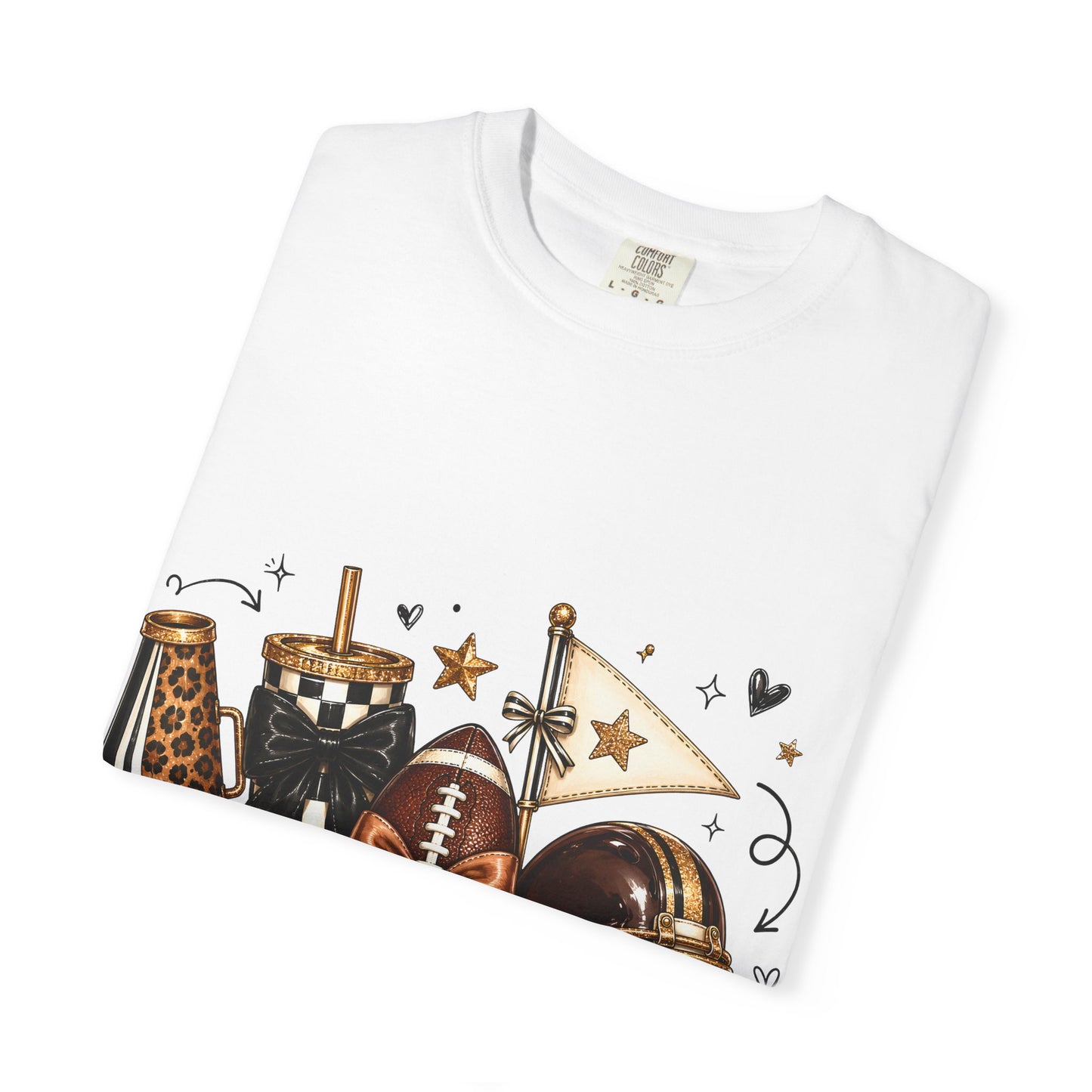 Football Fandom Graphic Tee — Helmet, Cleats & Tailgate Icons