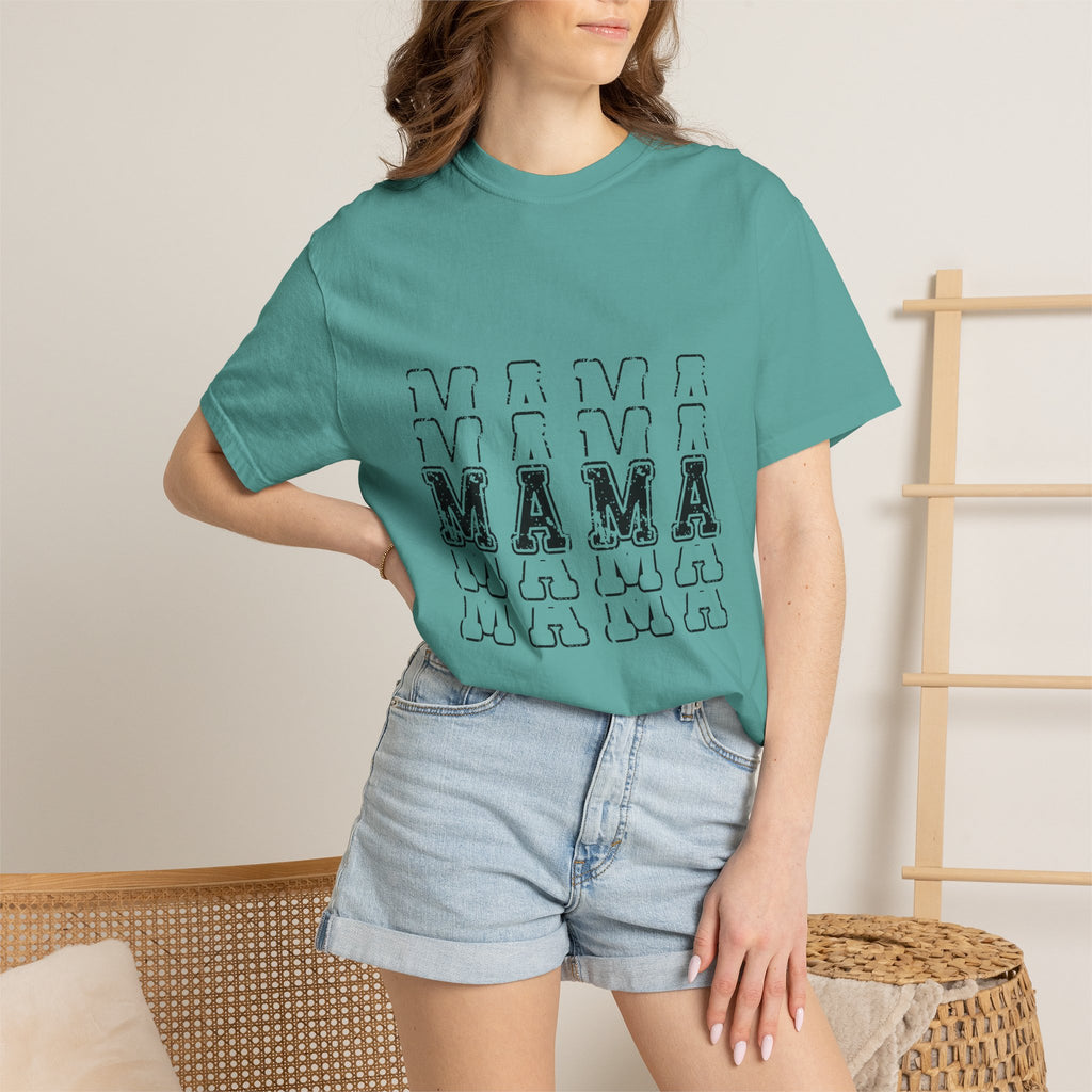 Mama Repeat Graphic T-Shirt — Vintage Outline "MAMA" Mom Tee