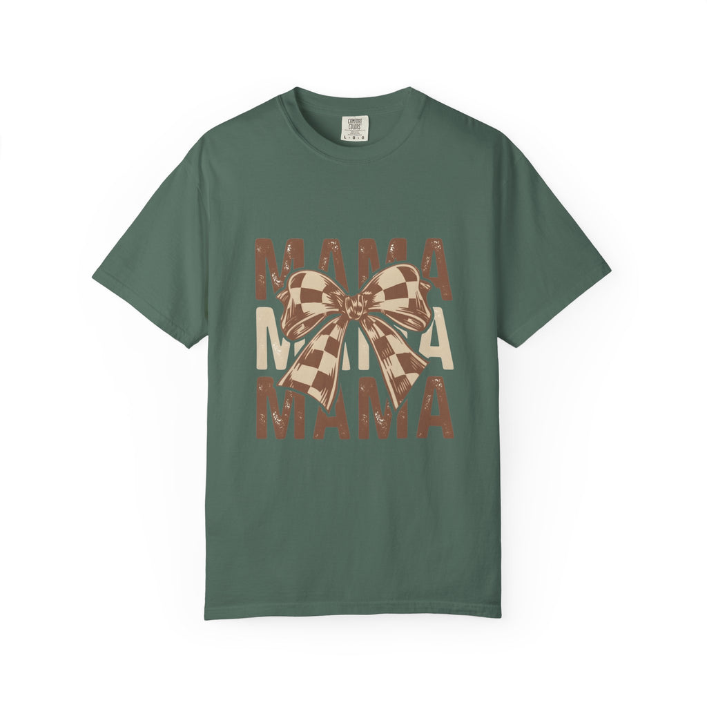 Mama Bow T-Shirt — Buffalo Check Ribbon Mom Shirt